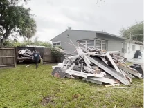 Construction debris pile removed from a backyard in Hemet, CA